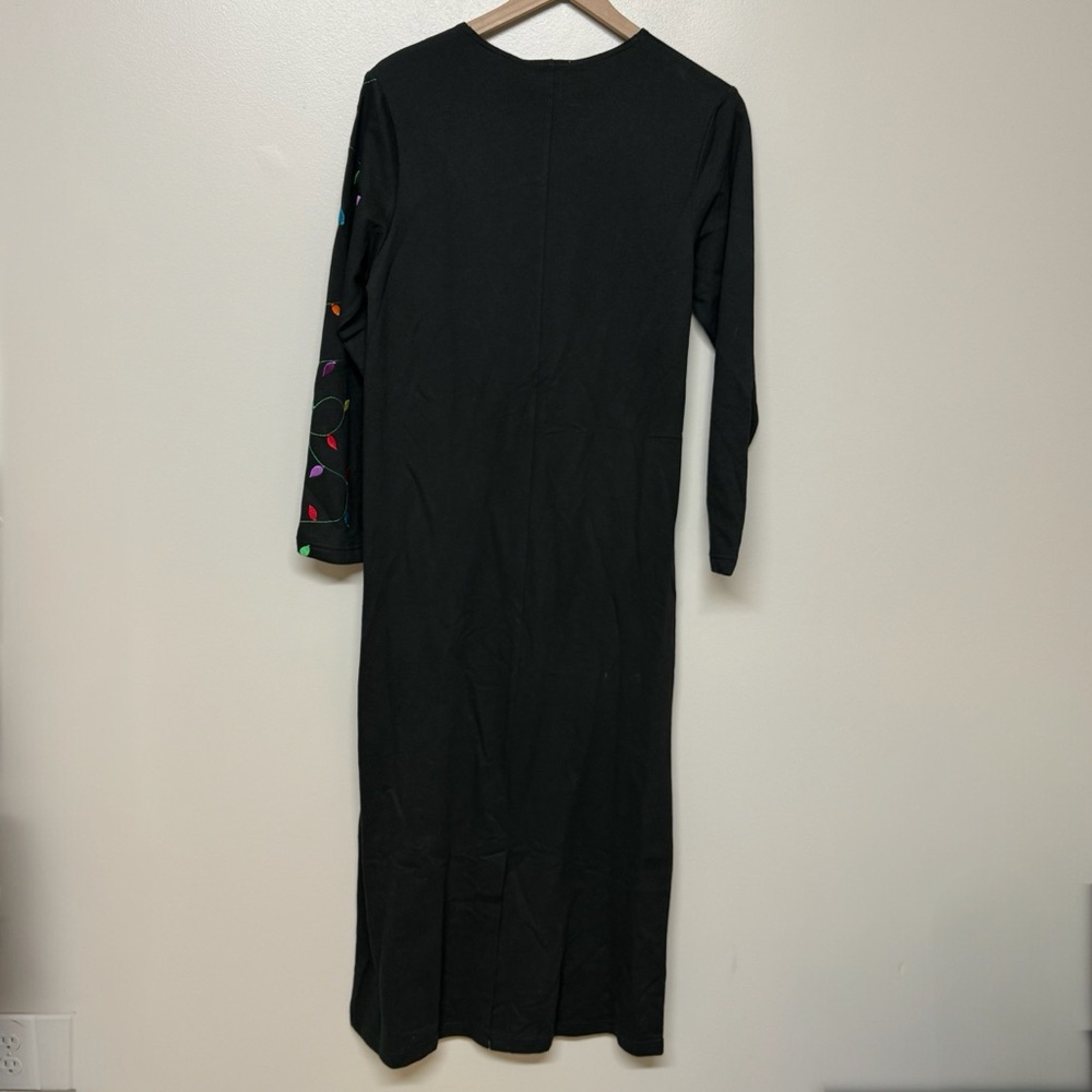 QUACKER FACTORY Size Small Long Black Christmas Dress Embroidery 100% Cotton NWT - Picture 2 of 5